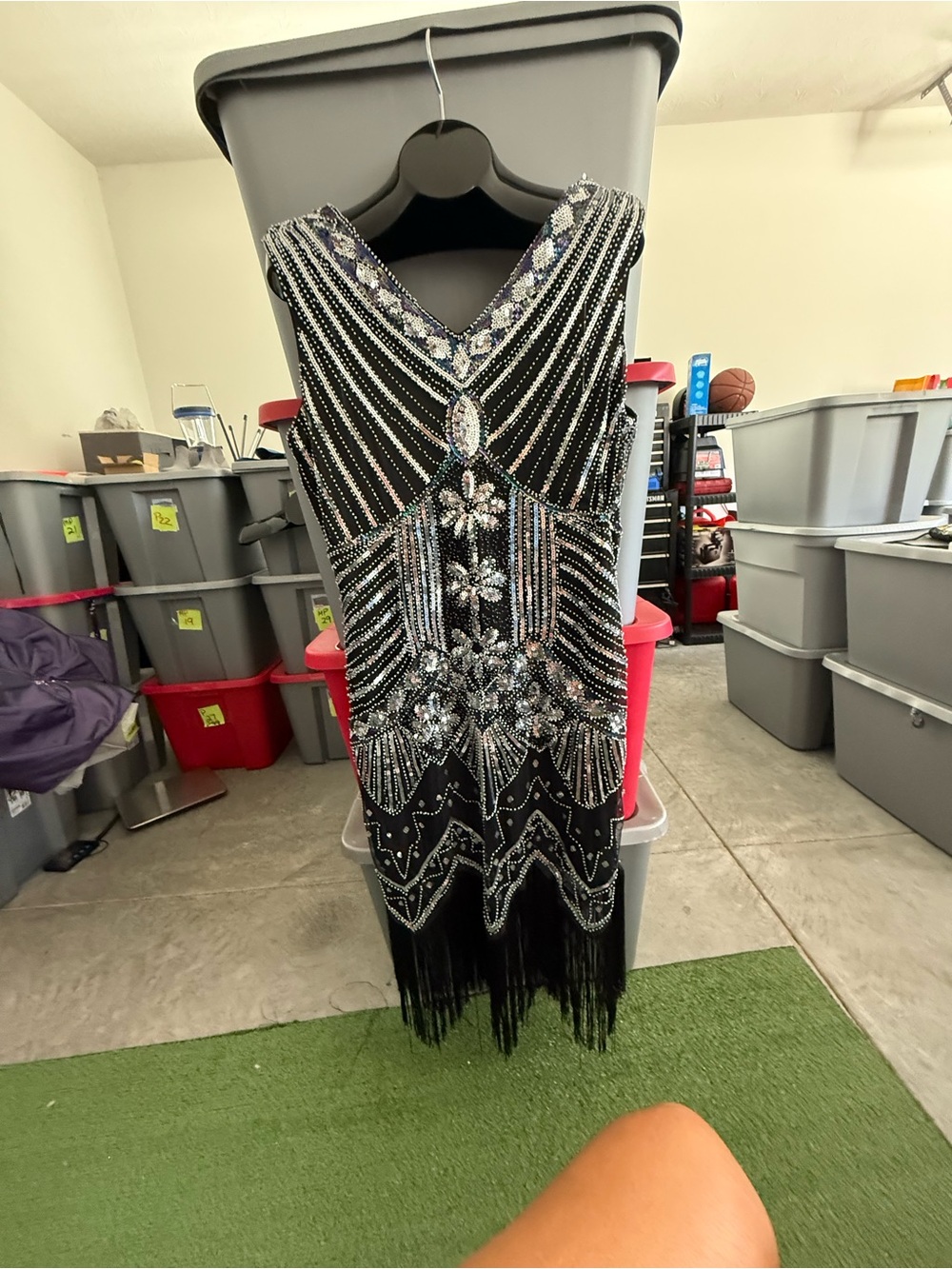 Black Beaded Fringe Evening Dress p59